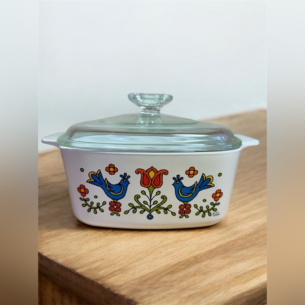 Corning Ware A-1 Country Festival Blue Birds 1.5 Quart Casserole Dish With Lid